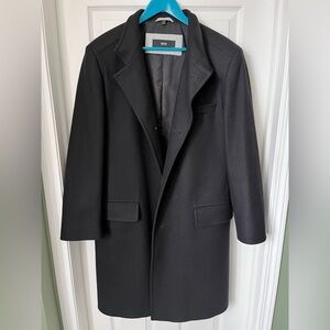 Mens Hugo Boss Premium Wool Pea Coat Top Coat Size 44R The Sintrax Black